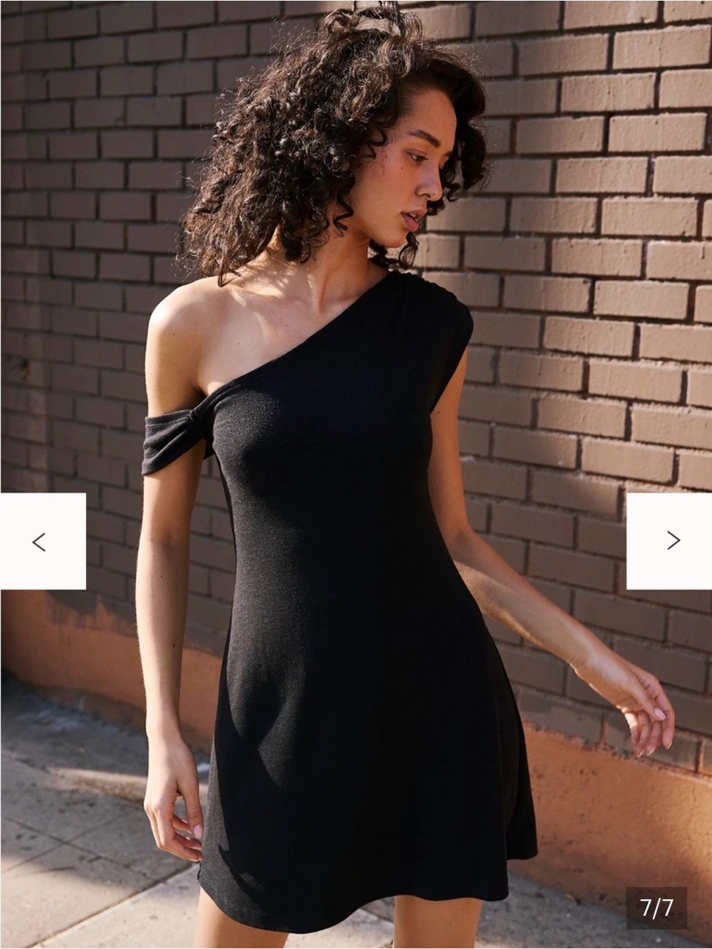 One-Shoulder Black Knit Dress